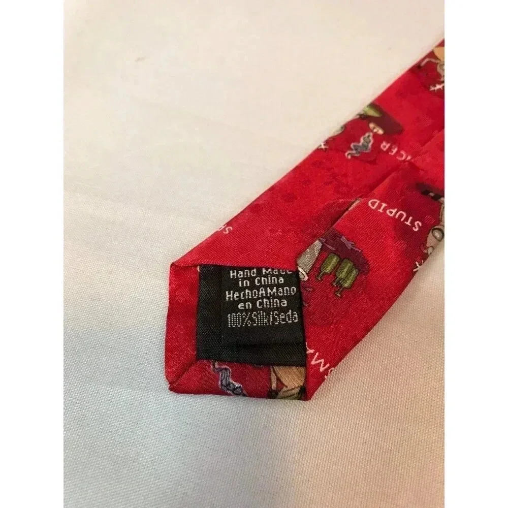American Greetings Red 2005 Christmas Parody Reindeer 100% Silk Classic Neck Tie